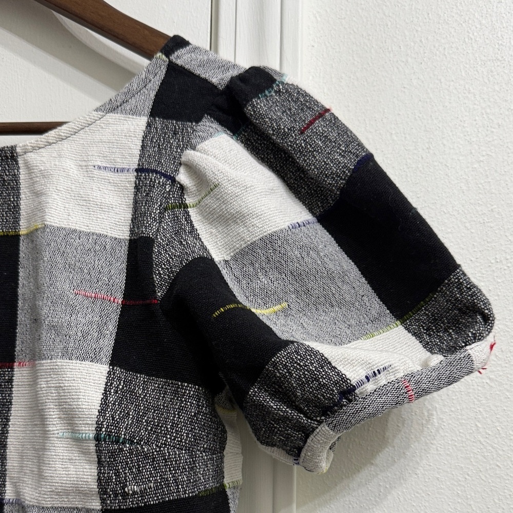 The Odells Checkered plaid Puff Sleeve Blouse - Black and White - Picture 6 of 7